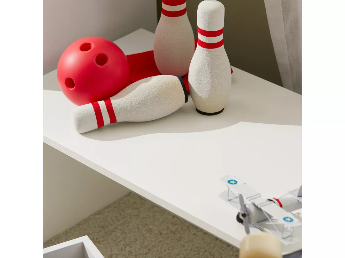 SoBuy KMB73-W Coffre à Jouets, Meuble de Rangement à Roulettes, Bac de Rangement avec 1 Tiroir pour Chambre Enfant et Salle de Jeux, Blanc Jaune