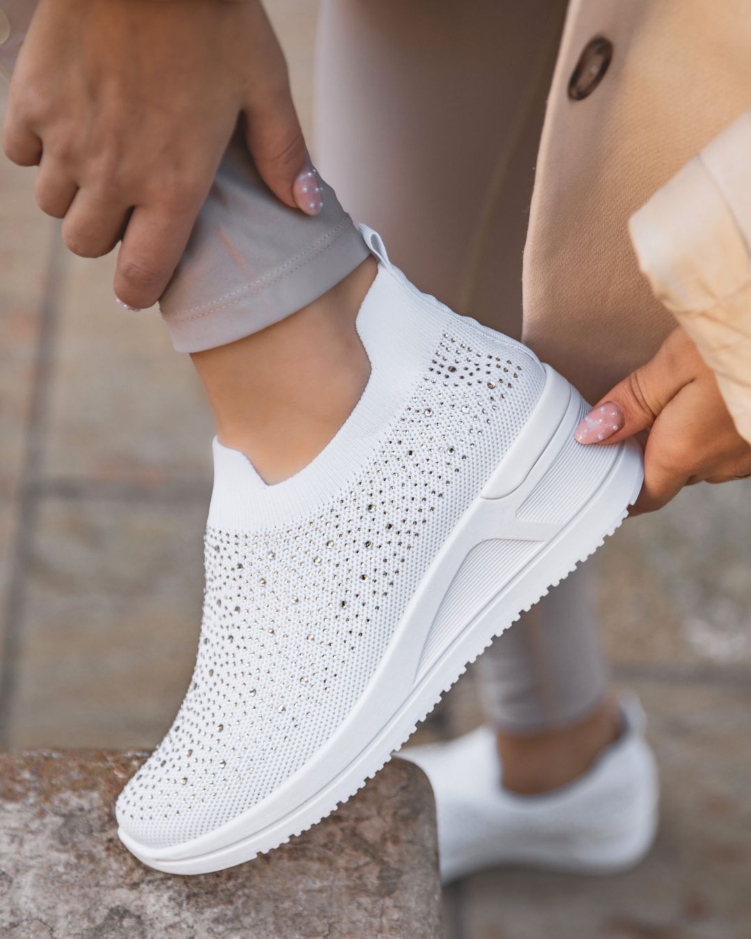 Basket femme blanche en toile blanche sport - Carlee