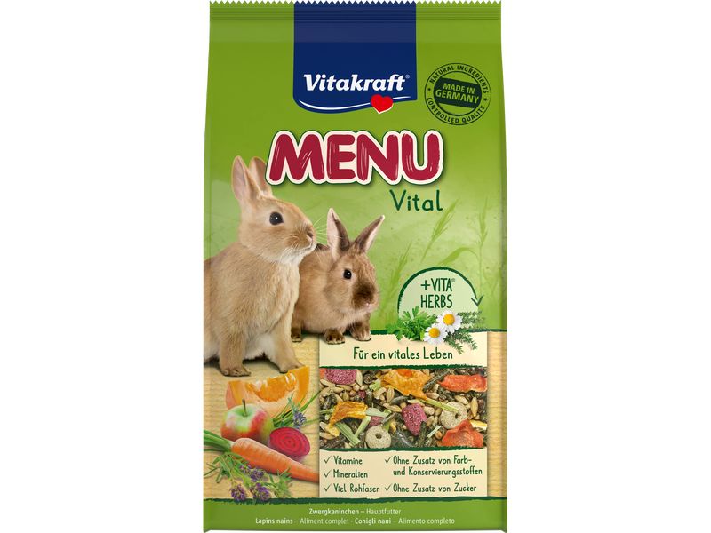 Vitakraft Hauptfutter Menu Vital 3 kg Alleinfuttermittel für Zwergkaninchen