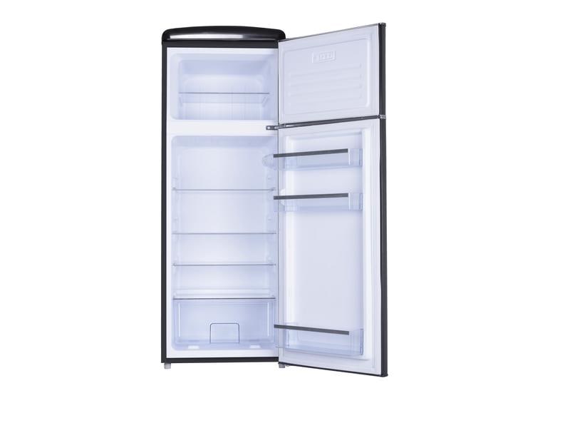 SPC Kühlschrank KS3666 Schwarz, Rechts Freistehender Kühlschrank im Retro-Design