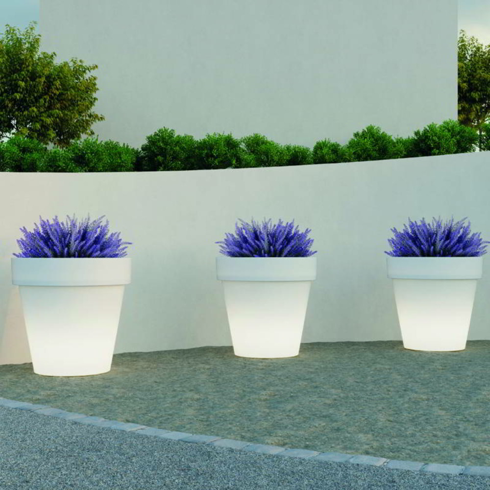 Pot lumineux magnolia 80 solaire+batterie rechargeable led rgb avec télécommande ø80x76cm