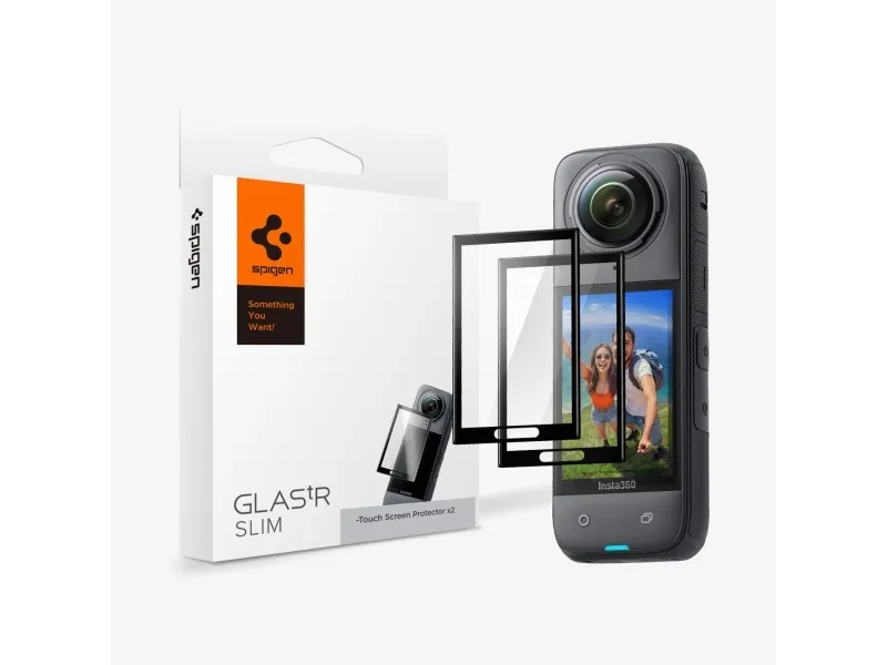 Spigen Glas.tR SLIM, Sort, Transparent, Insta 360 X4, Klar skærmbeskytter, 9H, Ridseresistent, Hængende boks