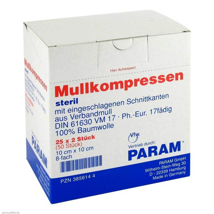 Mullkompressen 10x10 cm 8-fach steril, 25X2 St