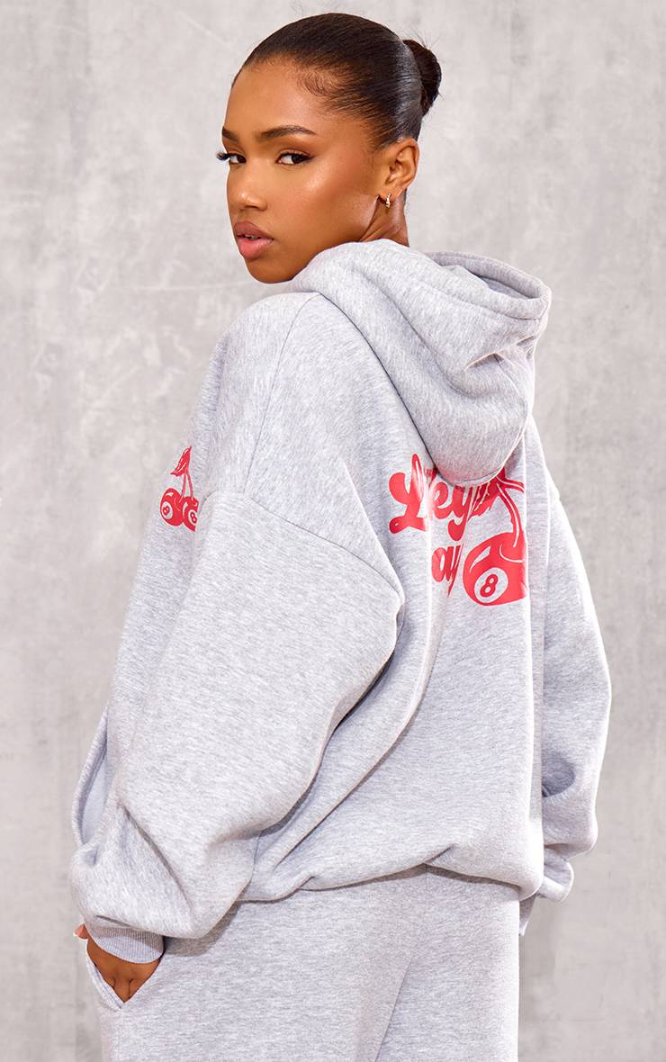 Gris Chiné Sweat À Casynthétiqueche Oversize Imprimé Cerises