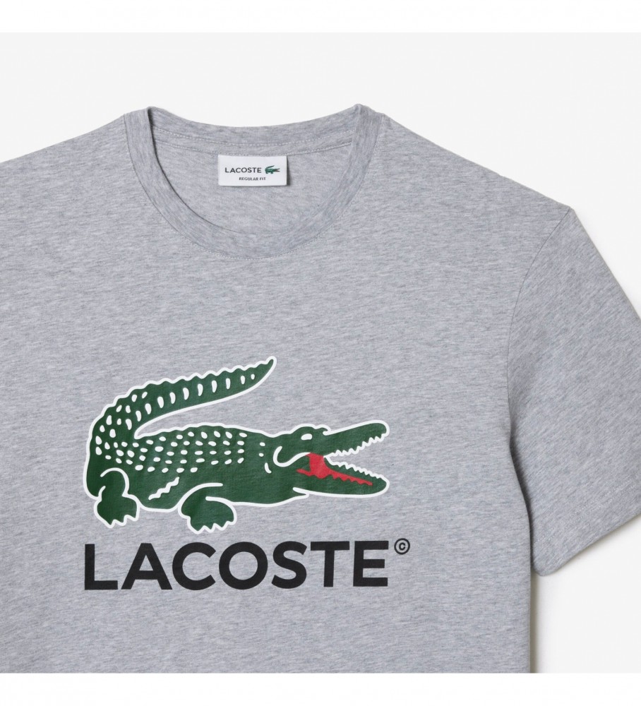 Camiseta Lacoste com estampa da marca em cinza