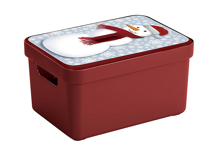 Couvercle en plastique décor bonhomme de neige 13L