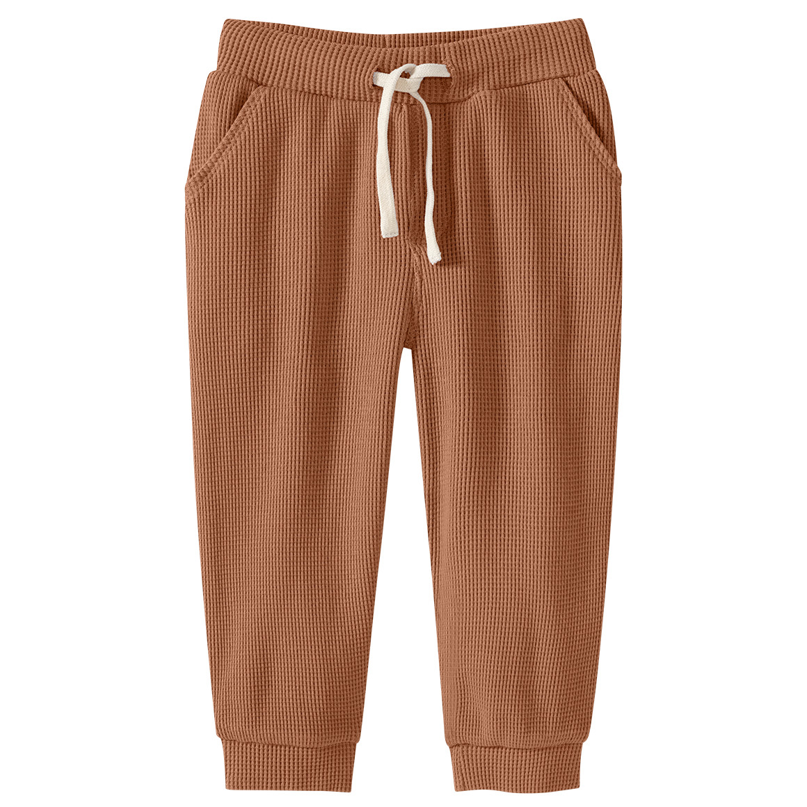 Topomini Pure Collection 2 Baby Jogginghosen aus Waffel-Piqué terracotta / hellblau