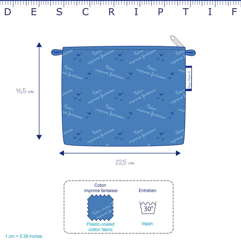 Pochette Tissu Velours Marine
