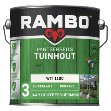 Rambo Pantserbeits Tuinhout zijdeglans dekkend wit 2,5 liter