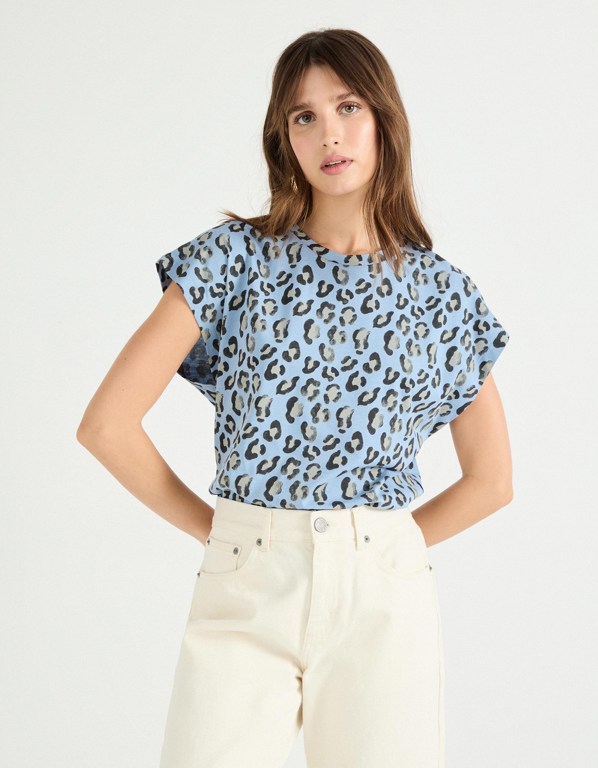 T-shirt Print, Mulher, Azul Escuro