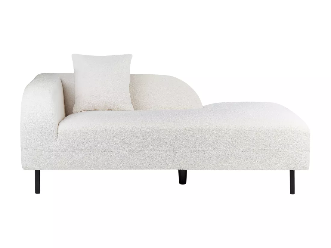 Chaise longue côté droite en tissu bouclé blanc LE CRAU