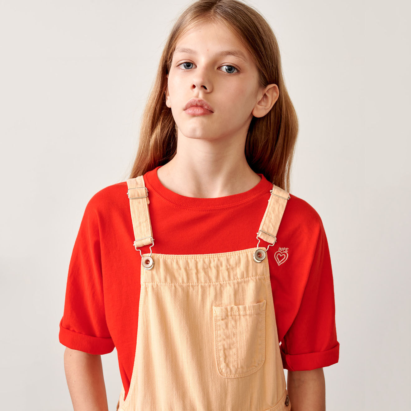 Bellerose Salopette short Pepina en Toile de coton saumon