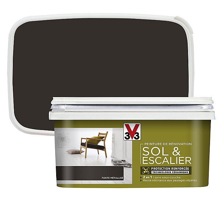 Peinture de rénovation sol et escalier V33 fonte métallisé 2L