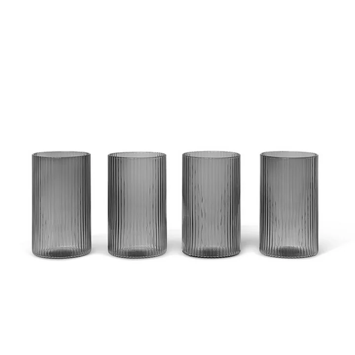Ferm Living - Ripple Verrines, smoked grey (4er-Set)