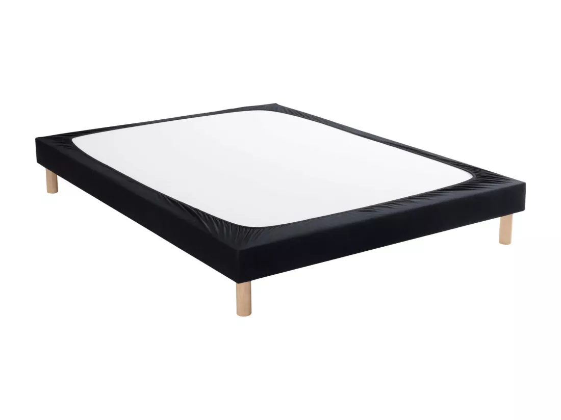 Cache-sommier coton jersey noir 150x200