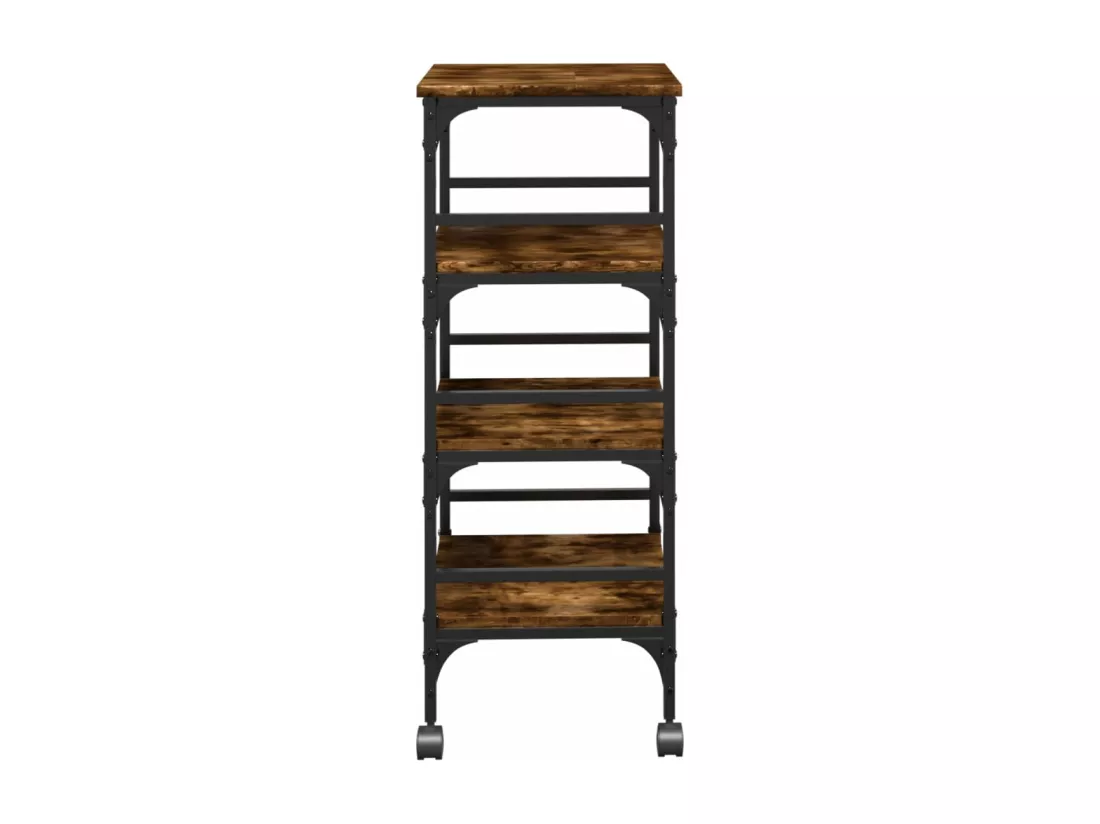 Chariot de cuisine chêne fumé 45x35x89,5 cm bois d'ingénierie