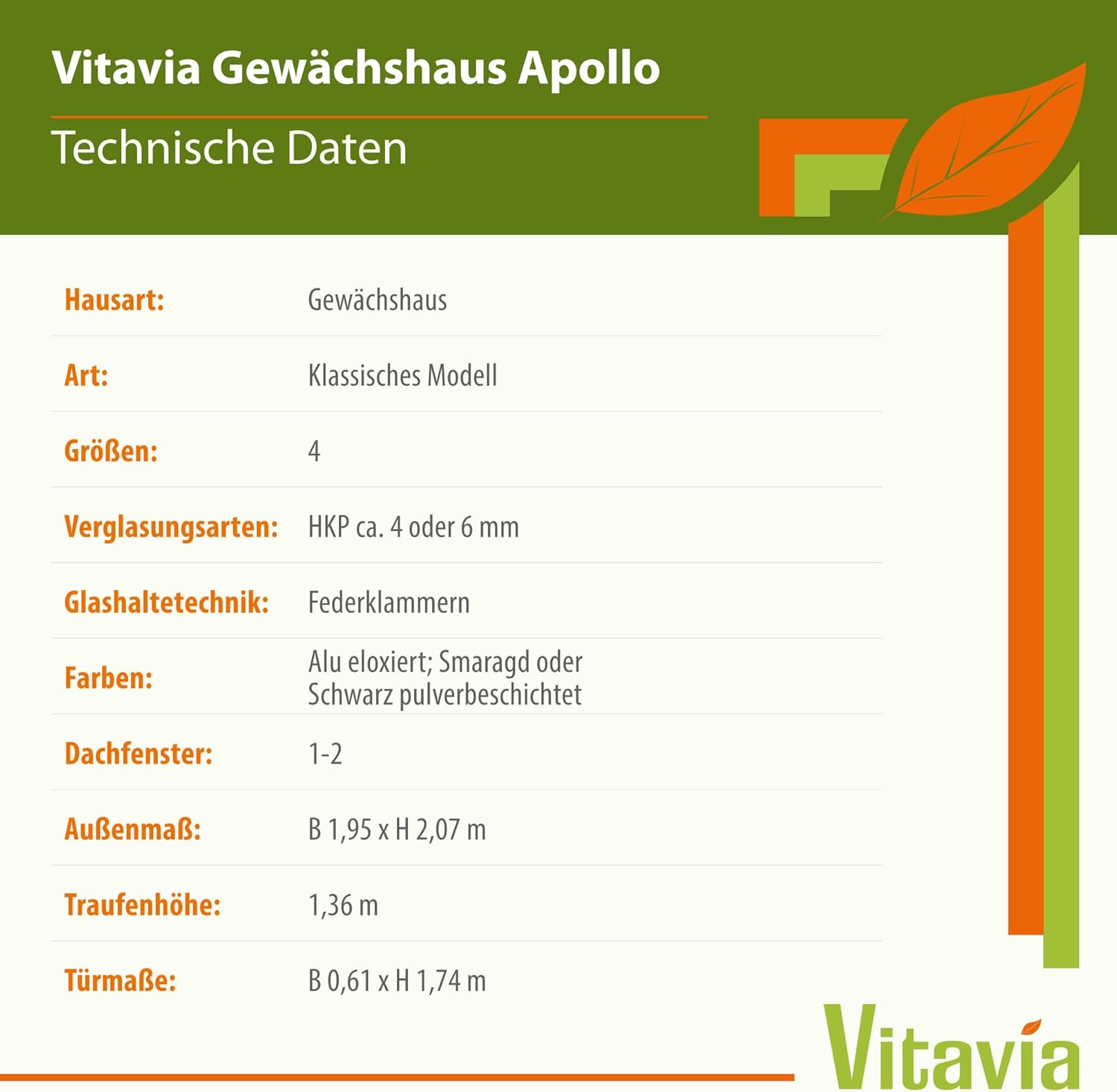 Vitavia Gewächshaus Apollo 2500