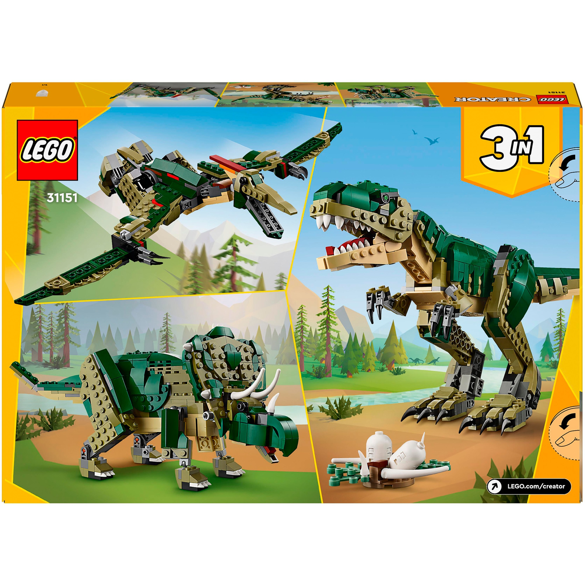 LEGO Konstruktionsspielzeug Creator 3-in-1 T.Rex