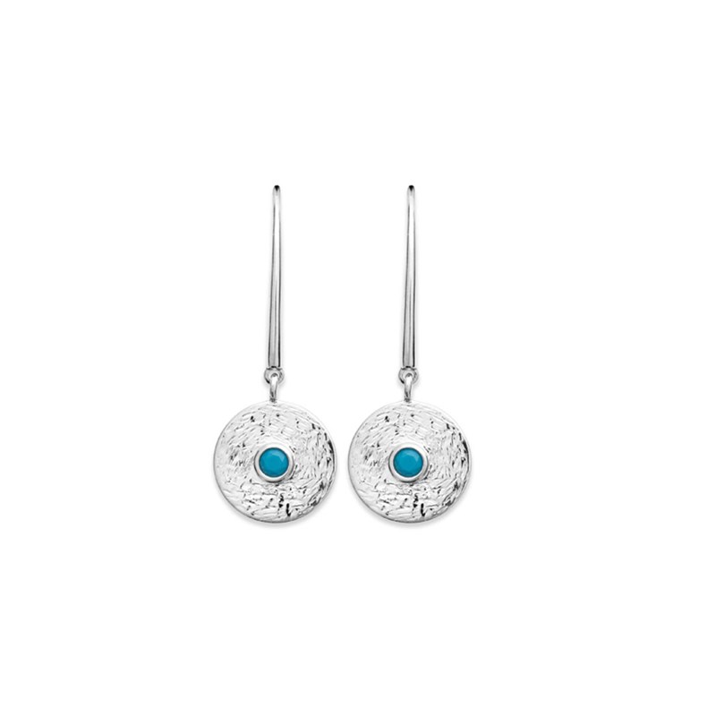 Boucles d'oreilles KENZA bohèmes plaqué or ou argent ornées d'une pierre bleue - Bijoux Privés Discovery