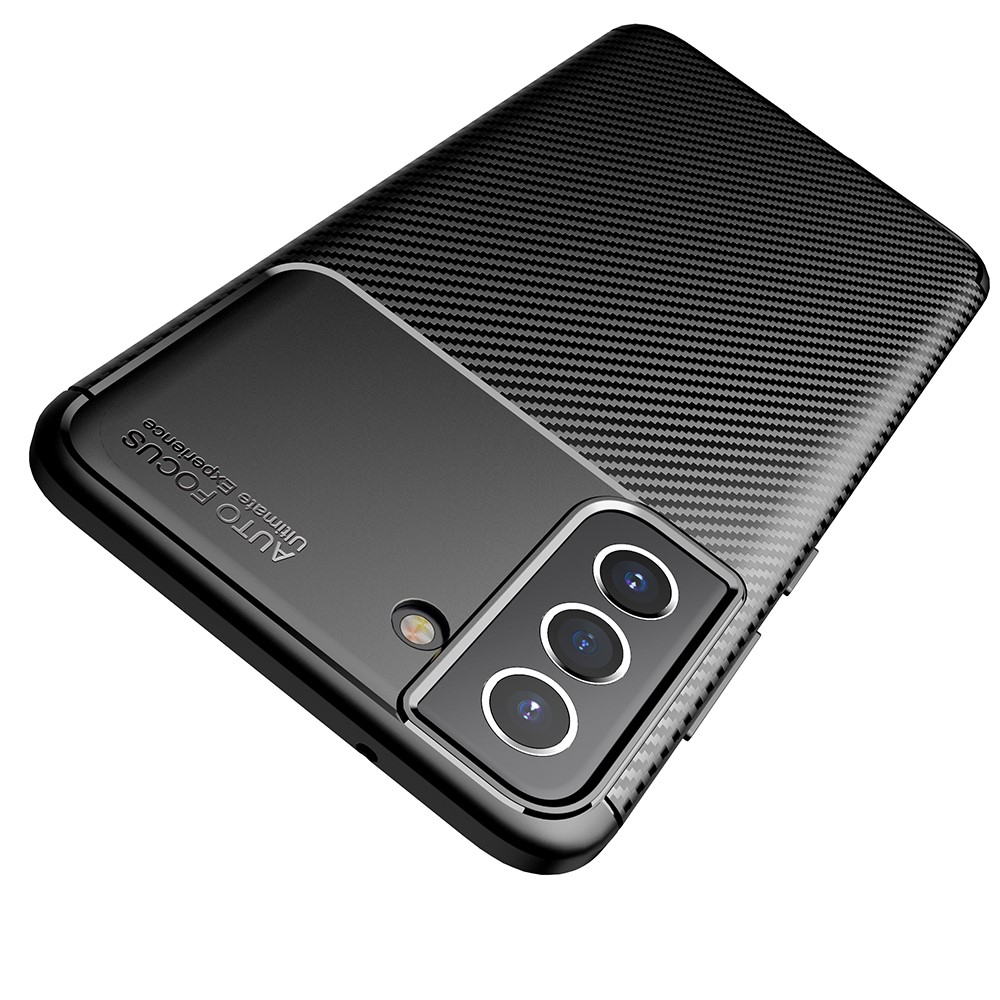 Samsung Galaxy S21 FE 5G Gummi Case Schutzhülle mit Air Cushion Fallschutz im Carbon Look - Schwarz