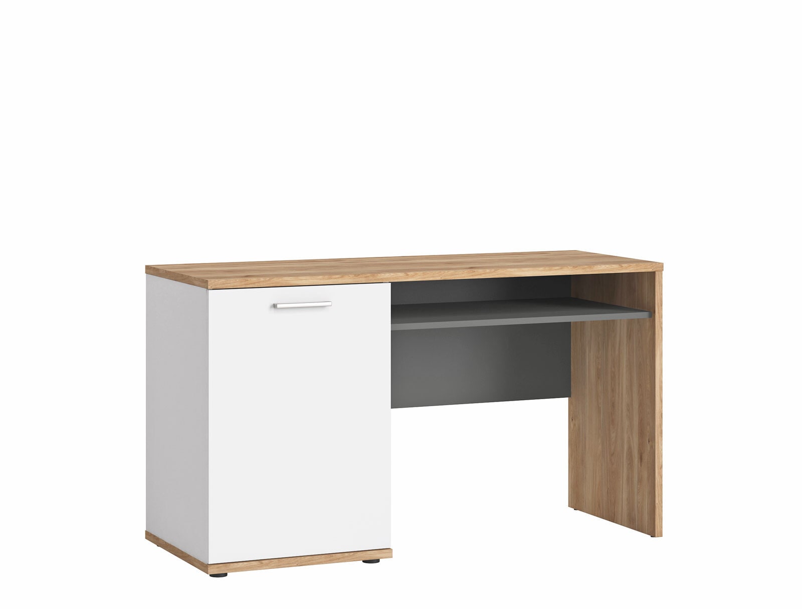Schreibtisch Twenty Eiche Castello-Optik Weiß Graphit 130x74,5x50 cm