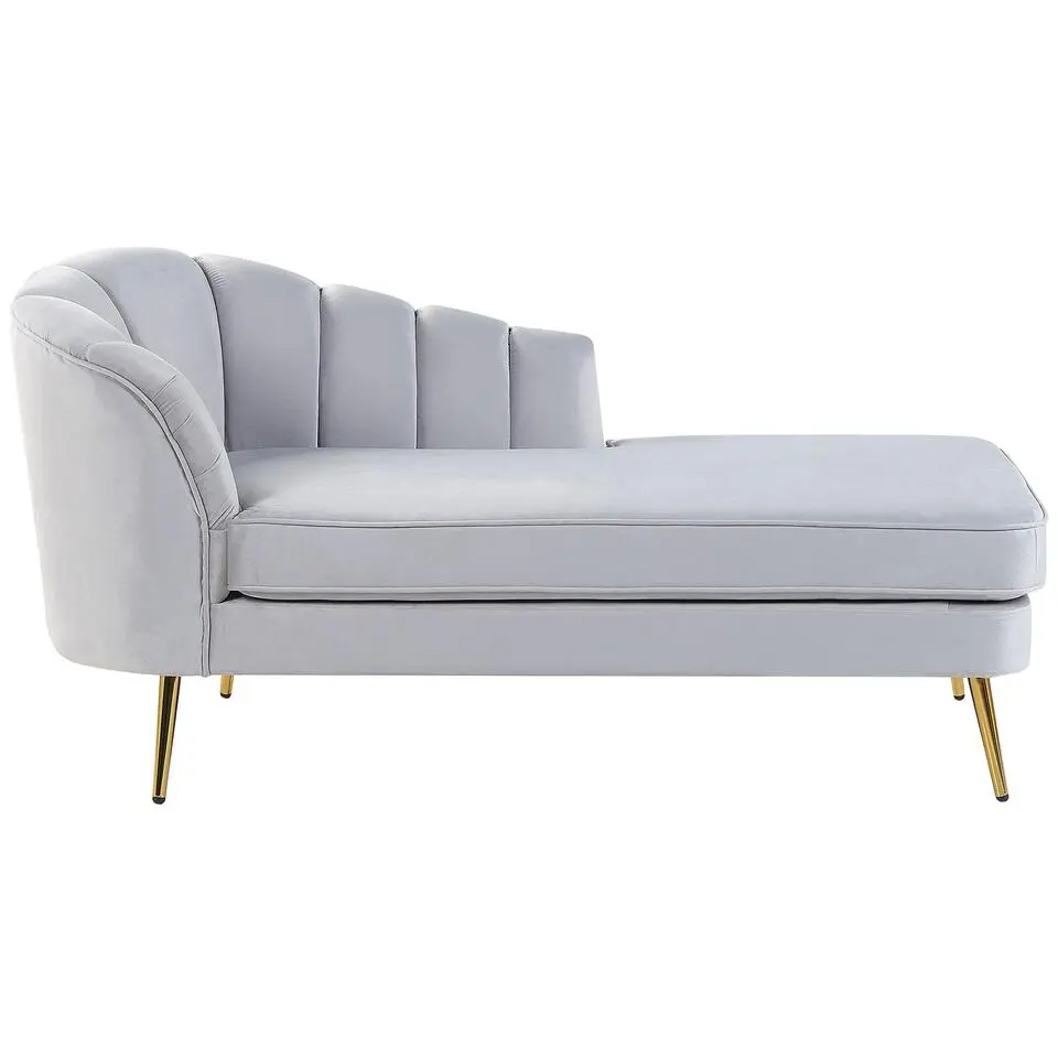 ALLIER - Chaise longue - Grijs - Linkerzijde - Fluweel