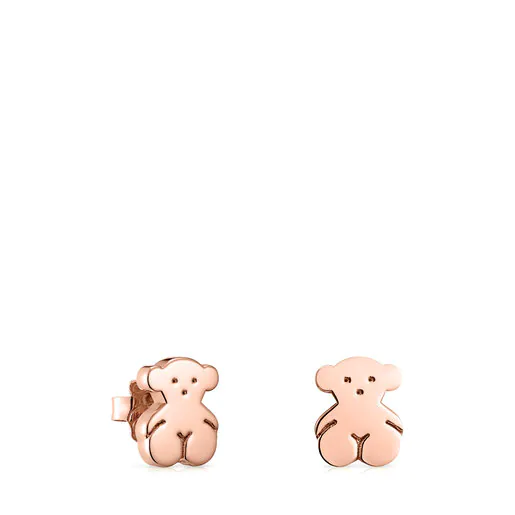 Brincos de ursinho Sweet Dolls com banho de ouro rosa 18k sobre prata.