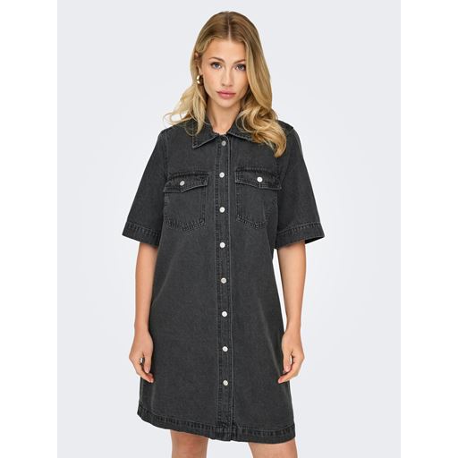 ONLY Belle Denimkjole, Washed Black, XS