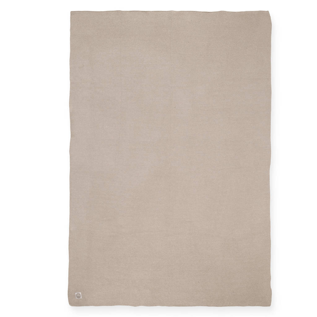 Mooi groot dekenbaby ledikant deken 100x150cm Basic knit nougat