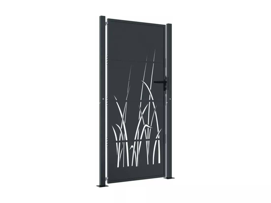 Portail de jardin anthracite 105x180cm acier conception d'herbe