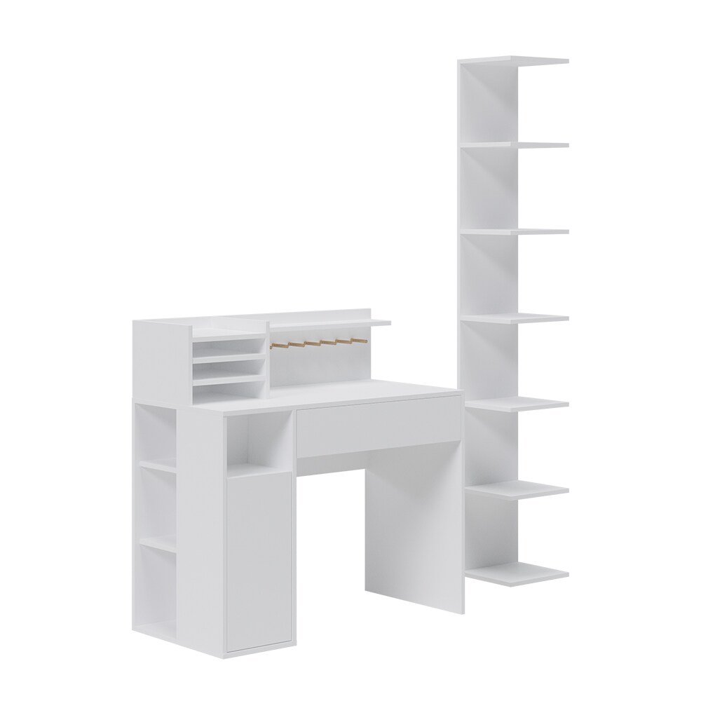 Vicco Schreibtisch, Weiß, 2 Teile, mit Bücherregal