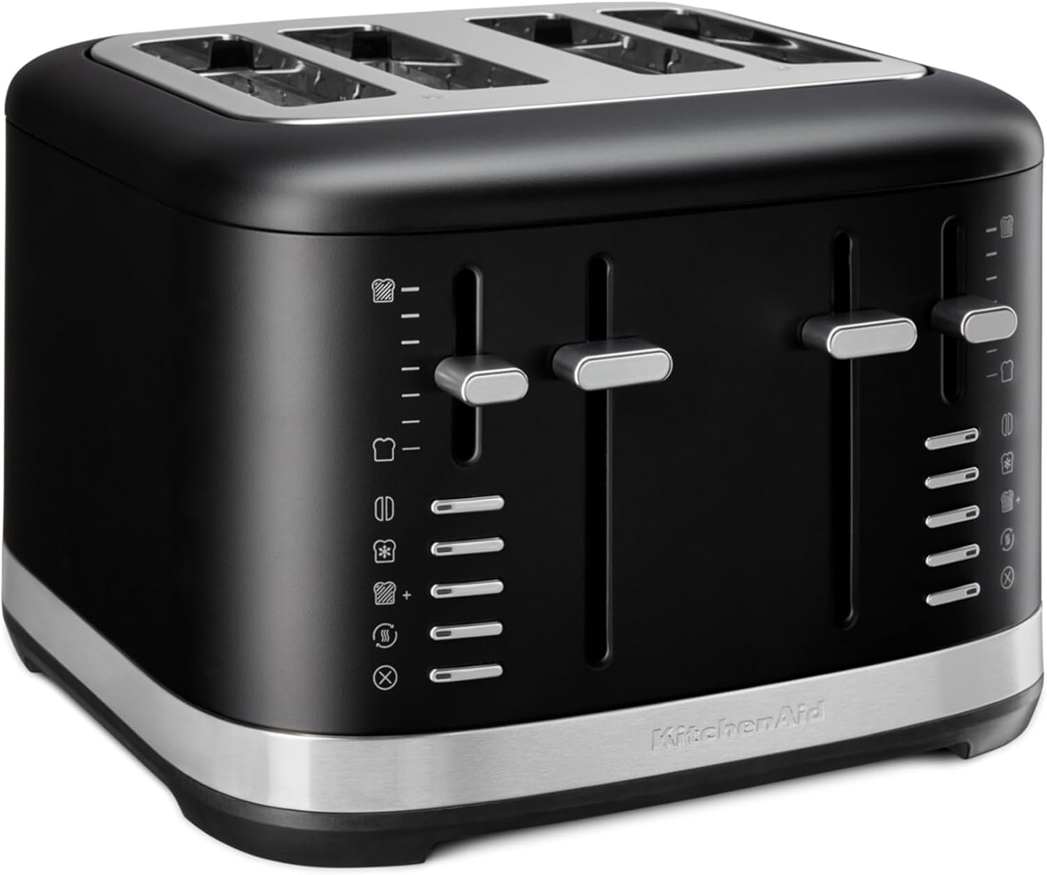 KitchenAid 5KMT4109EBM Toaster für 4 Scheiben, Manuelle Bedienung, 7 Bräunungsstufen, Extrabreite Schlitze (3,2 cm), Ganzmetallgehäuse, Auftau-, Bagel- & Aufwärmfunktion, 1960W, Matt-Schwarz