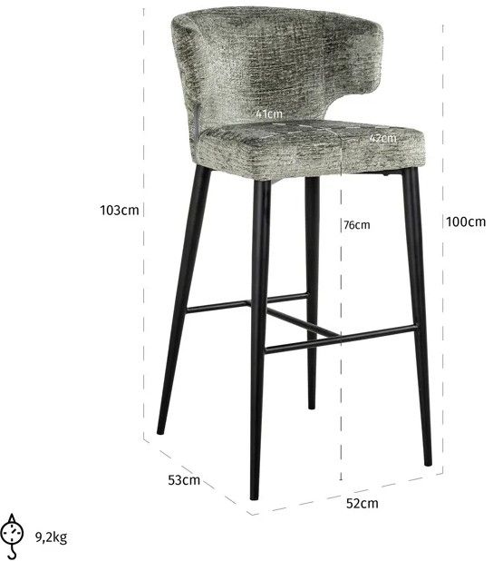 Barstoel S4716 Thyme Fusion Taylor B52 x D53 x H103 cm