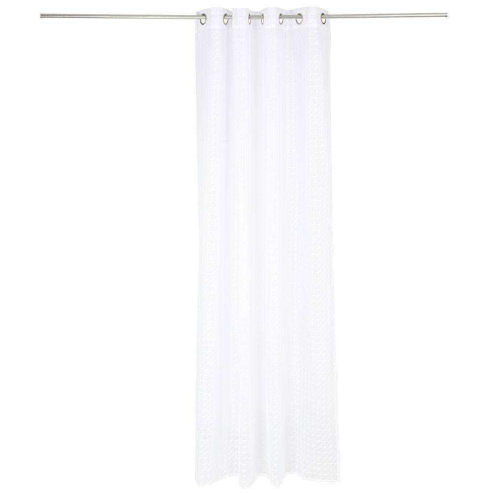 Voilage polyester 140x240cm motif géométrique blanc