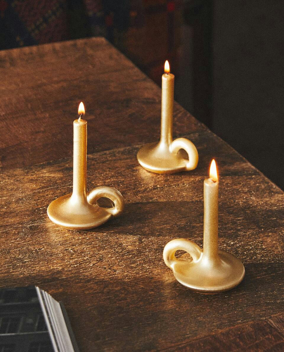 Conjunto de castiçais cilíndricos de Natal (pacote com 3)