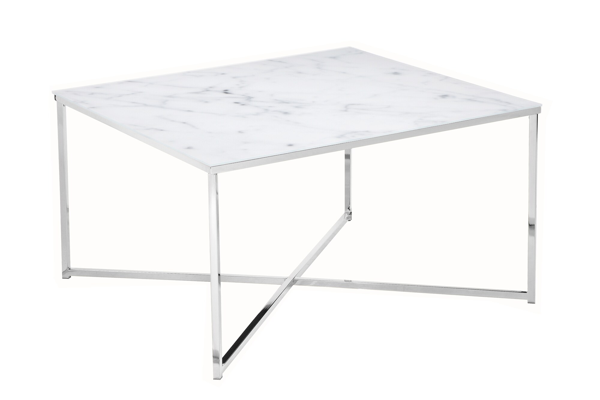 Couchtisch 80x80 Marmor Optik Glastisch Sofatisch Beistelltisch Wohnzimmer Tisch