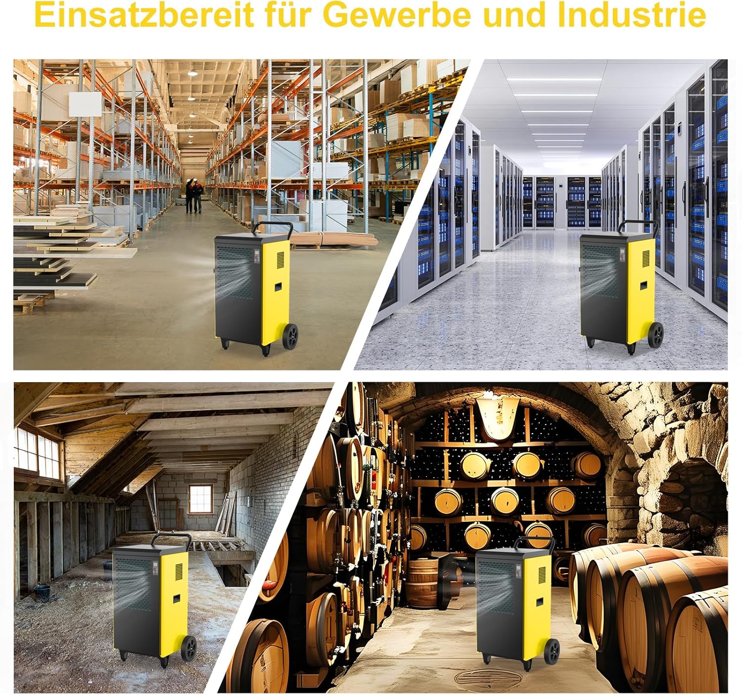 Bautrockner Luftentfeuchter Keller 70 L/Tag mit Integrierte Pumpe - Fläche 200 m²/500 m³ - 24Hr Timer Innenbereich Trocknungsgerät für Große Räume