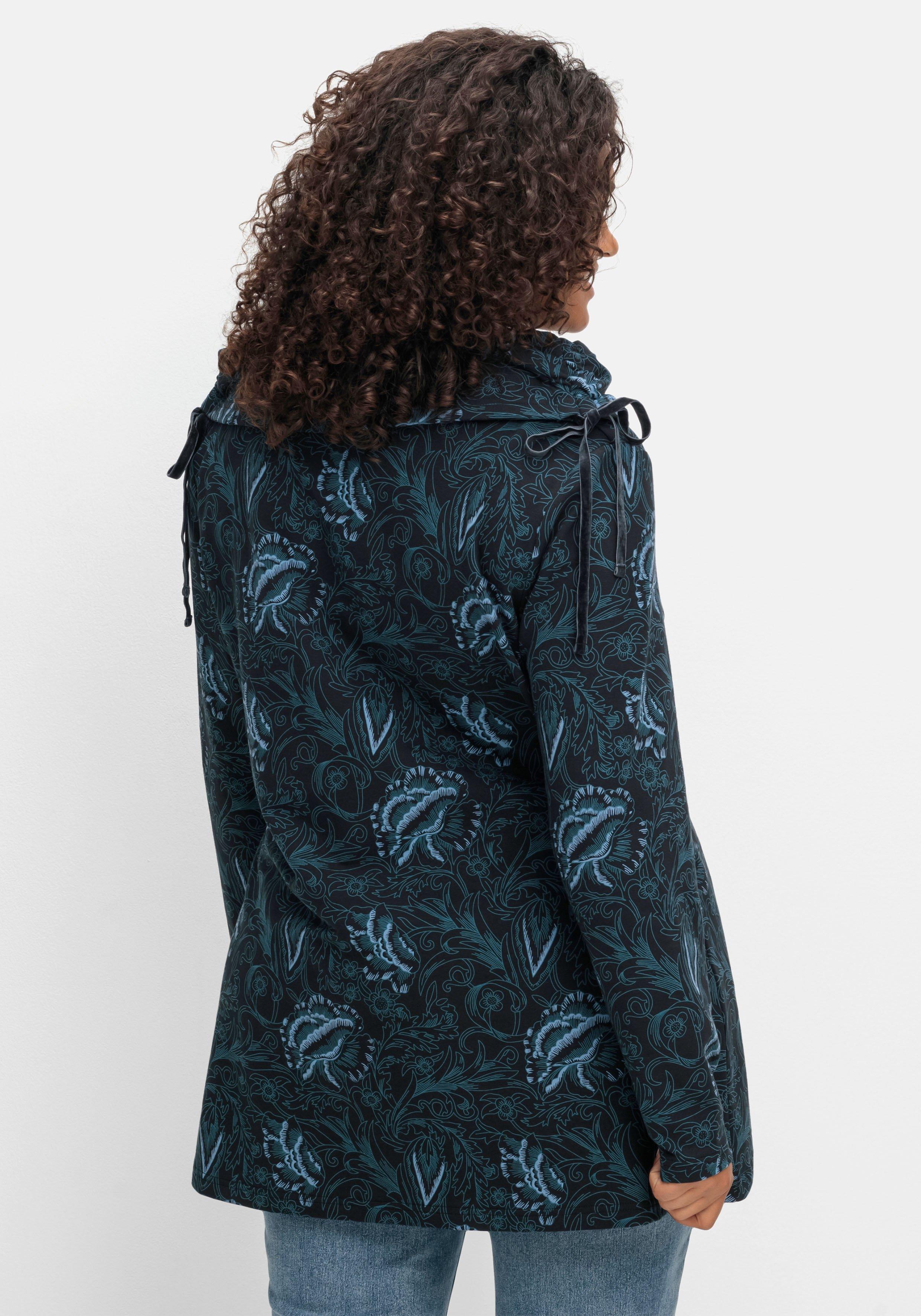 Sweatshirt in Longform mit weitem Kragen