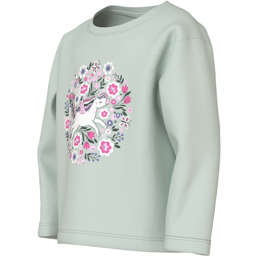 Køb Name It Pale Aqua Unicorn Flowers Nmfveen Ls Nreg Top