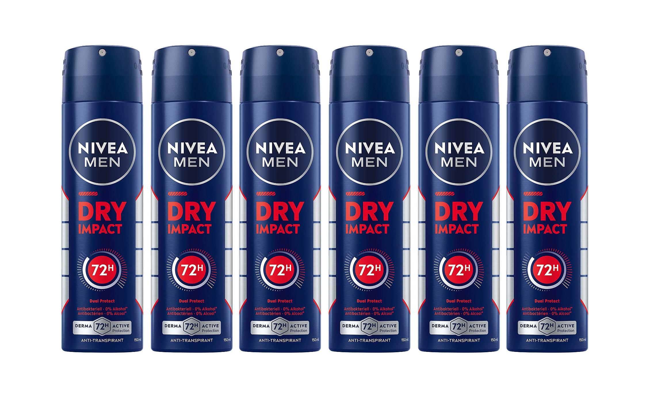 Deo Spray Dry Impact 6 x 150 mlDeo für Herren sorgt für ein langanhaltend trockenes und angenehmes Gefühl