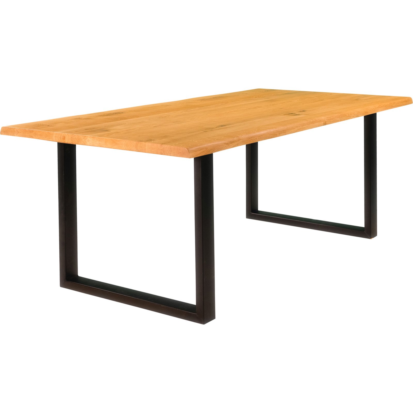 Tisch Flims Eiche massiv, Baumkante, U-Fuss 180 x 76 x 90 cm