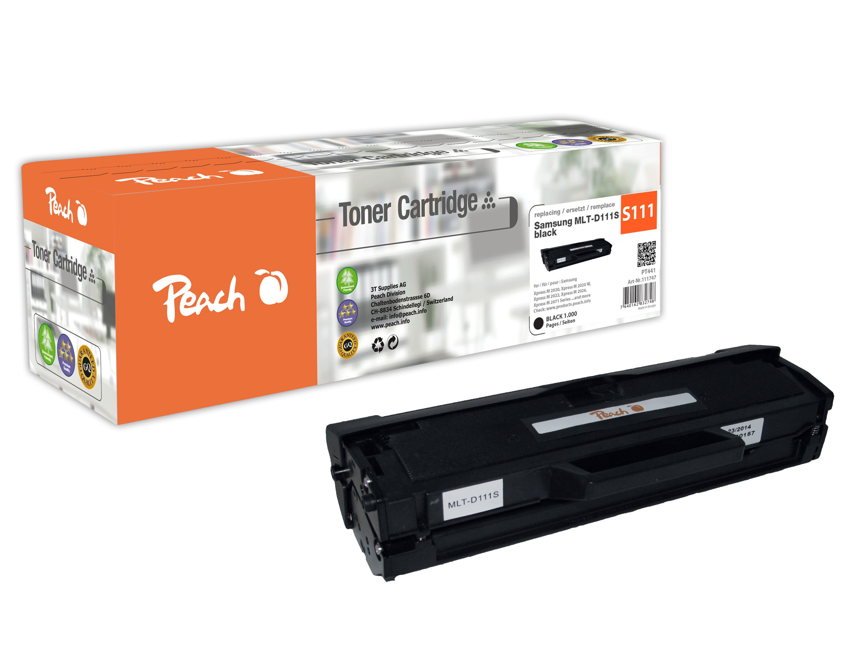 Peach S111Toner bk ersetzt Samsung MLT-D111S/ELS, SU810A für z.B. Samsung Xpress M 2070 W, Samsung Xpress M 2026 W, Samsung Xpress M 2020 (wiederaufbereitet)