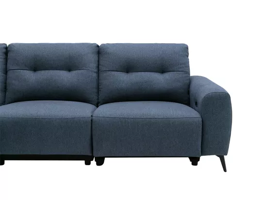 Canapé d'angle gauche relax électrique en tissu chiné bleu NERUDA
