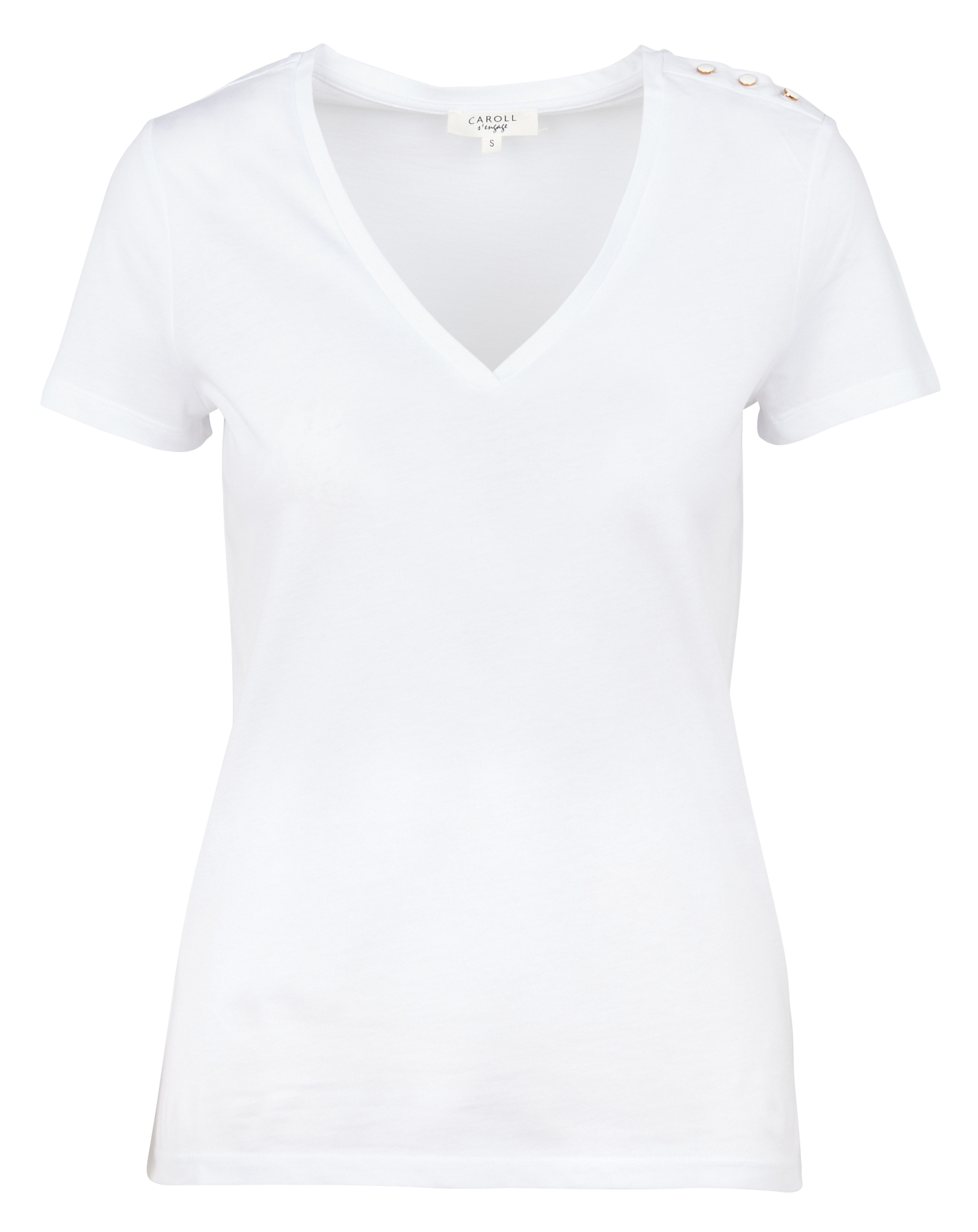 MANONB - Tee-shirt col V en coton| Blanc