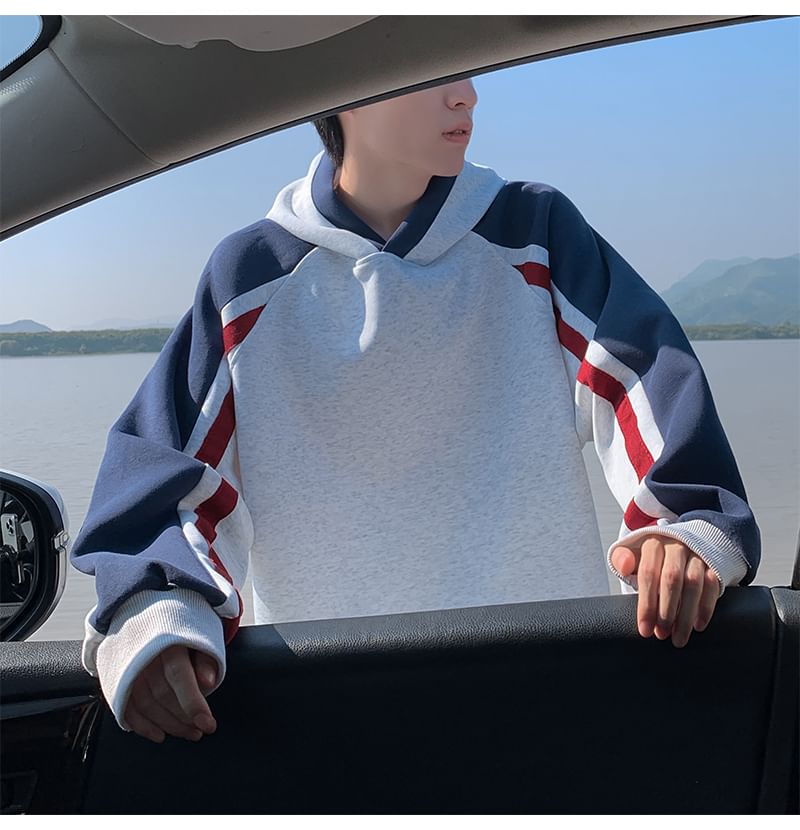blastealle - Color Block Loose Fit Hoodie