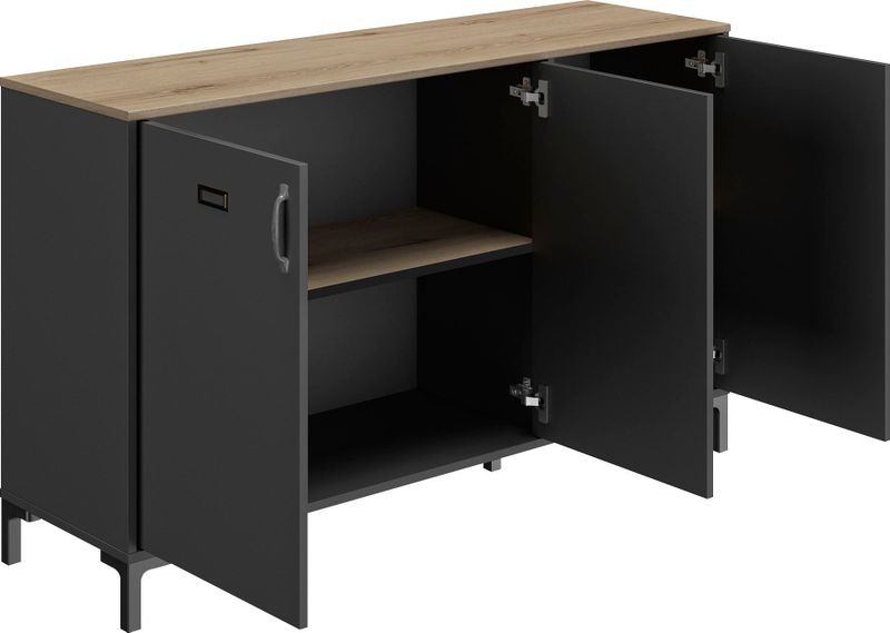 Diagone - Dressoir - Zwart - Spaanplaat - 3 Deuren en 2 Legplanken