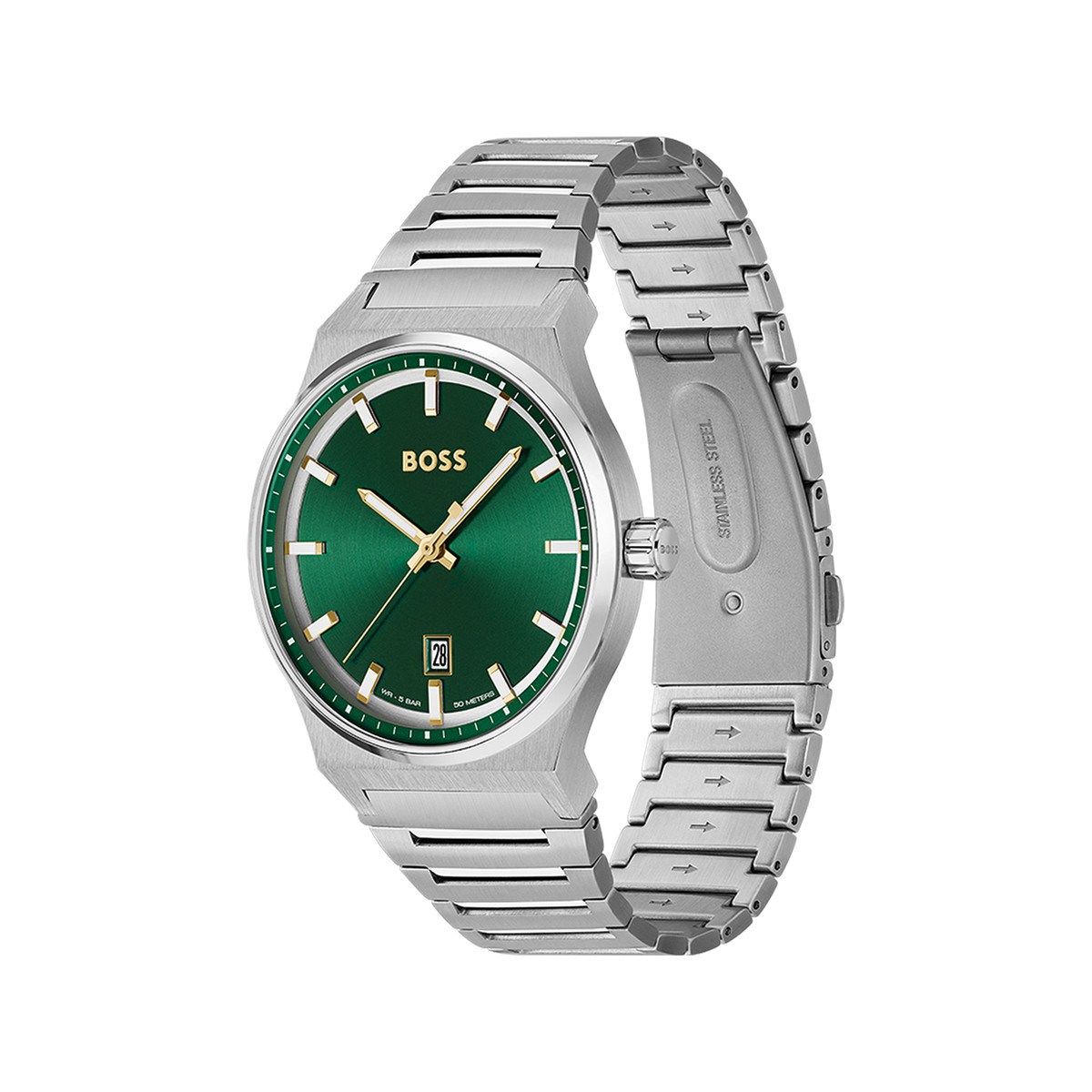 Montre BOSS sport lux homme bracelet acier argent