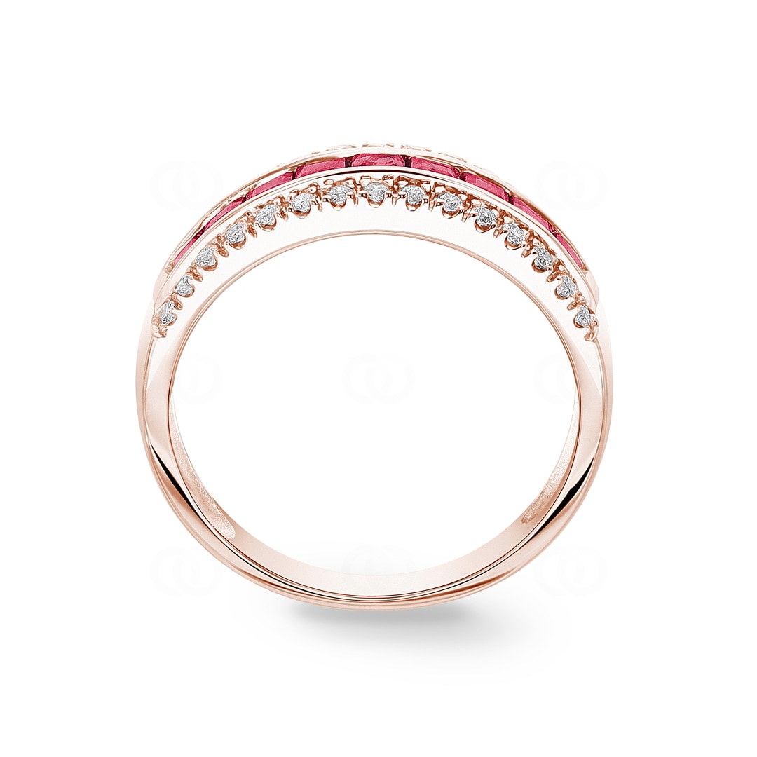 Rubinring 750/18 K Roségold mit Diamanten 0.20 ct H/si