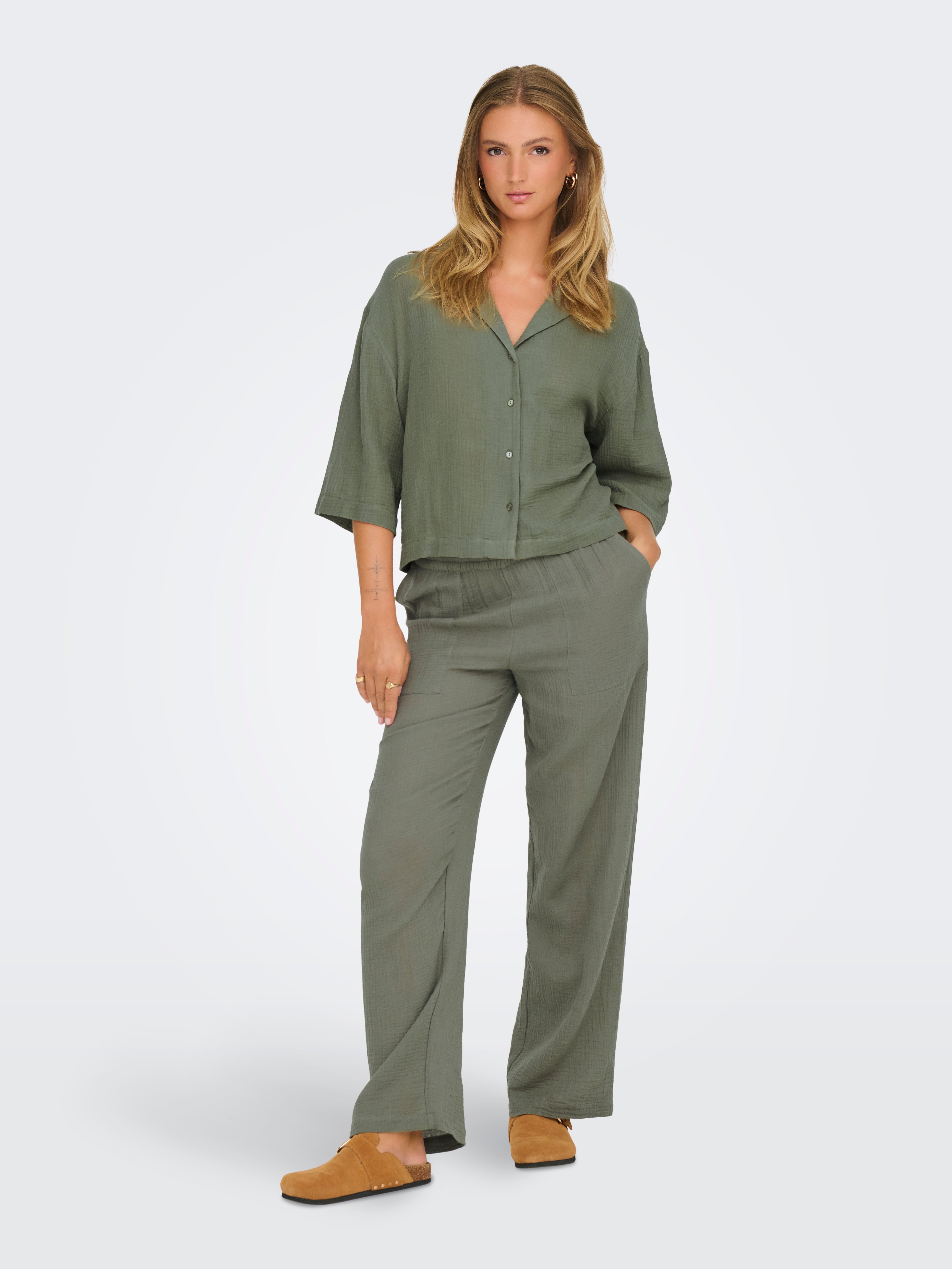 JDYUMA Weiter Beinschnitt Hose Mulled Basil