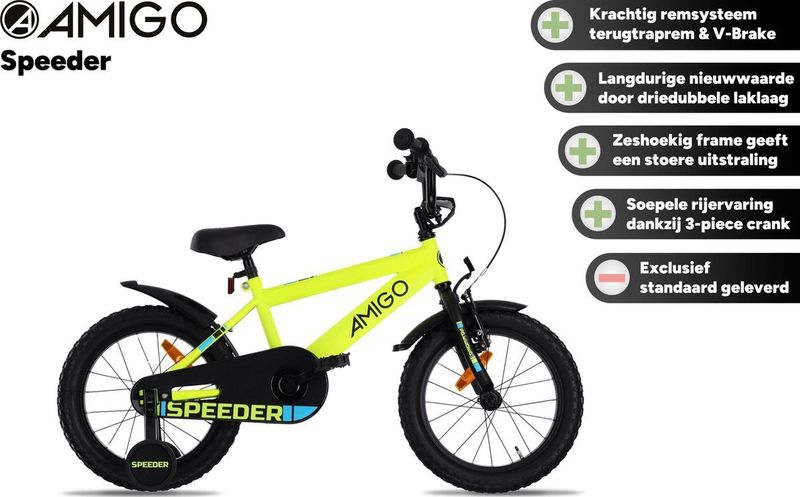 AMIGO - Speeder - Jongensfiets - Geel/Zwart - 14 Inch